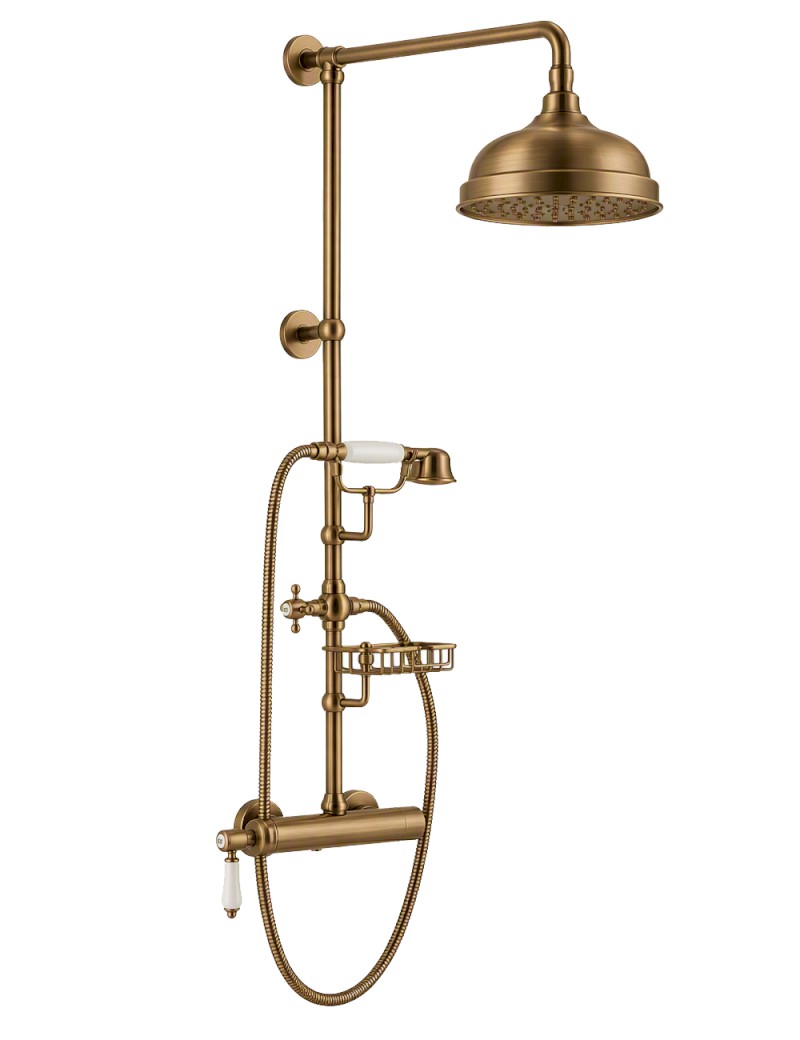 VIENNA sprchový sloup s pákovou baterií, mýdlenka, 1267mm, bronz VO139BR