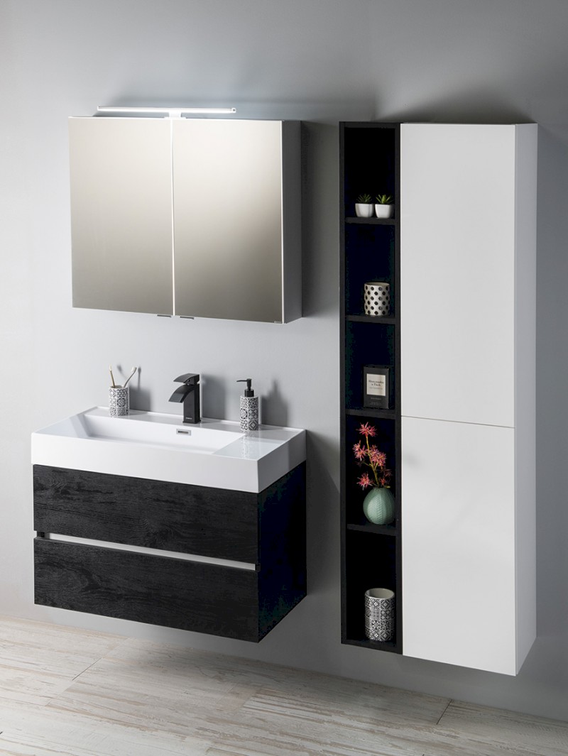 RIWA galerka s LED osvětlením, 81x70x17cm, borovice rustik RIW080-0016