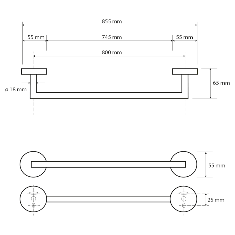 X-ROUND E držák ručníků 800mm, chrom XR426
