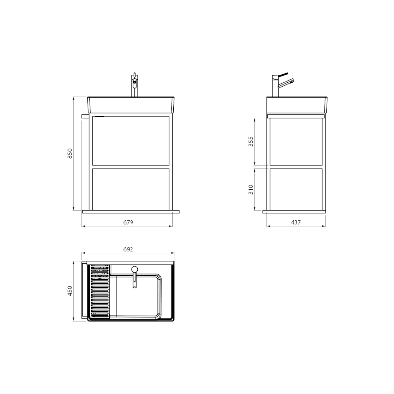 ARYA podstavec pod umyvadlo 680x850x450mm, černá AR065-M1