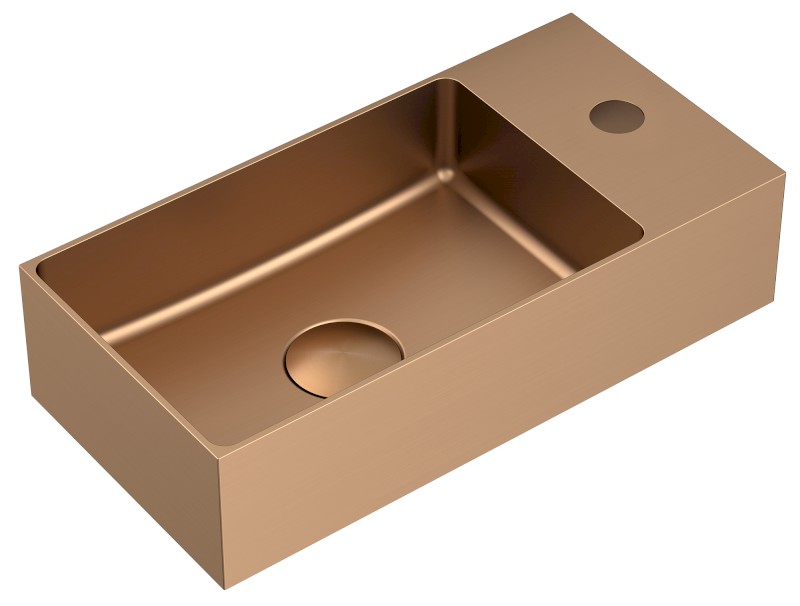 AURUM nerezové umývátko, 36,5x18cm, včetně výpusti, levé/pravé, měď mat AU304