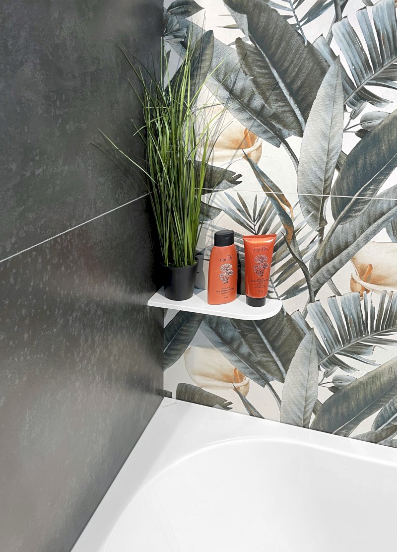 ABELINE rohová police rockstone 300x100mm, excentrická, bílá mat AE300-0101