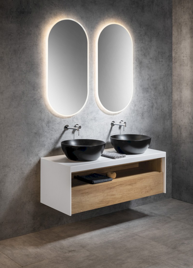 PURA keramické umyvadlo na desku, průměr 42cm, černá mat 885126