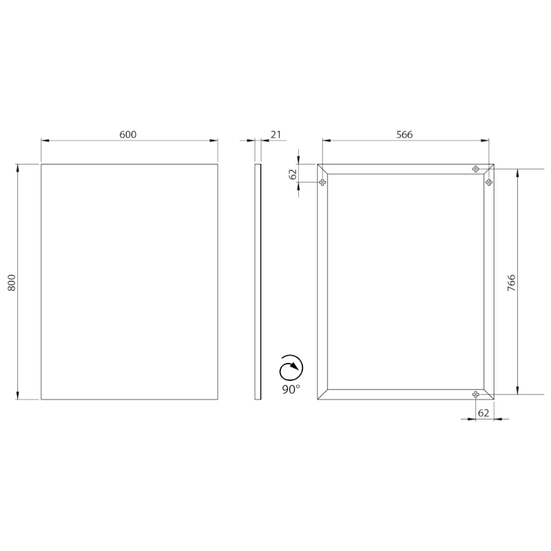 AROWANA zrcadlo v rámu 60x80cm, černá mat AWB6080