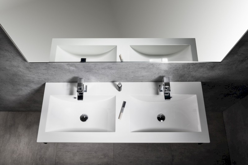 YUKON dvojumyvadlo, litý mramor, 120x45cm, bílá YU120