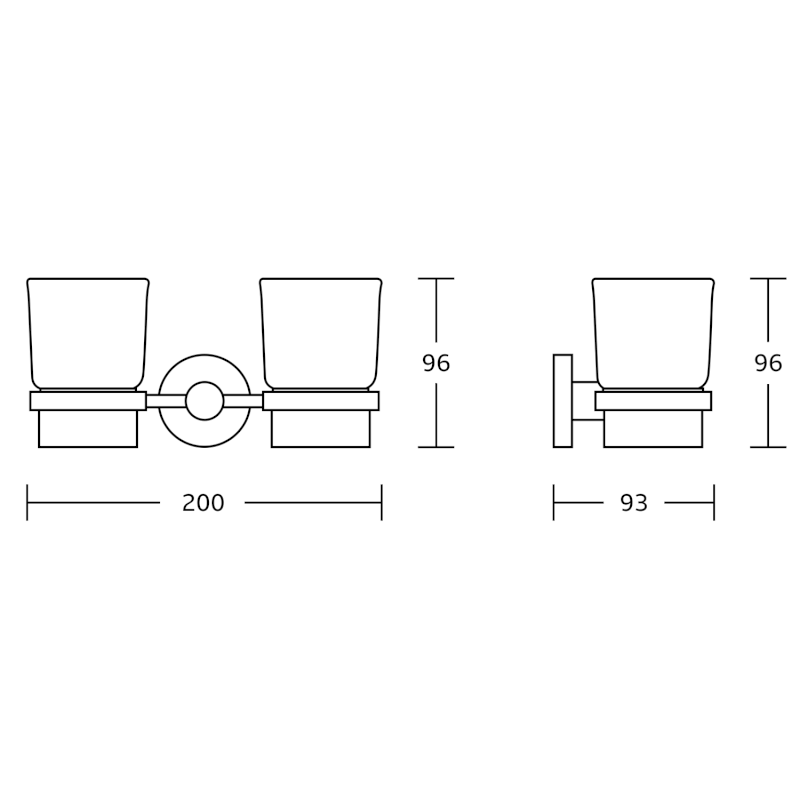 SAMBA dvojitý držák skleniček, mléčné sklo, chrom SB105