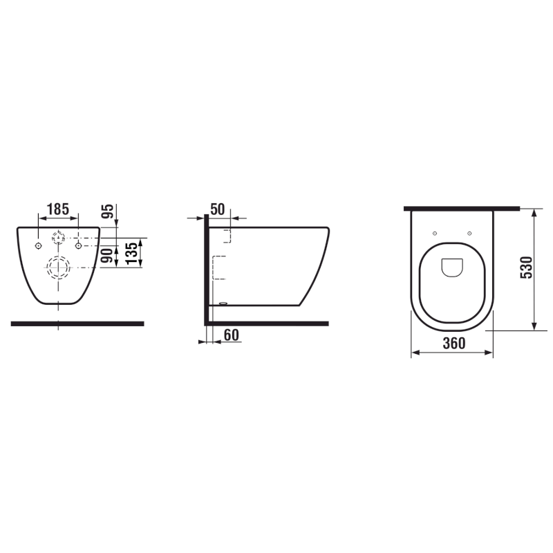 PACO závěsná WC mísa, Rimless, 36x53cm, bílá PZ1012WR