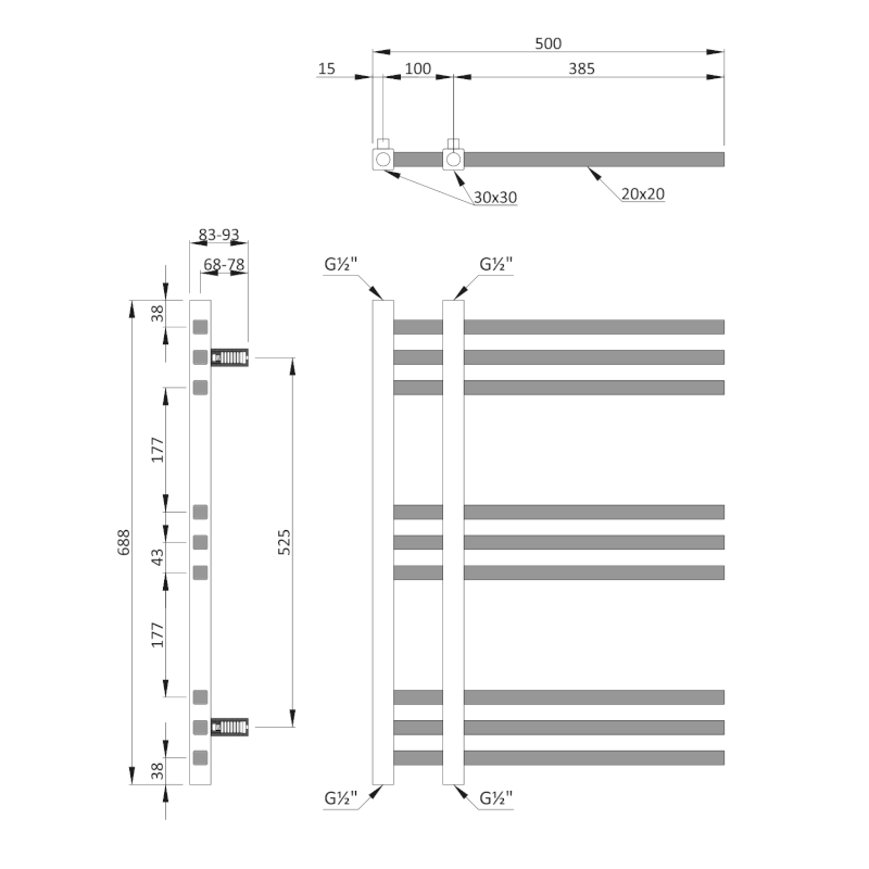 MAGDALENA otopné těleso 500x688mm, chrom IZ100