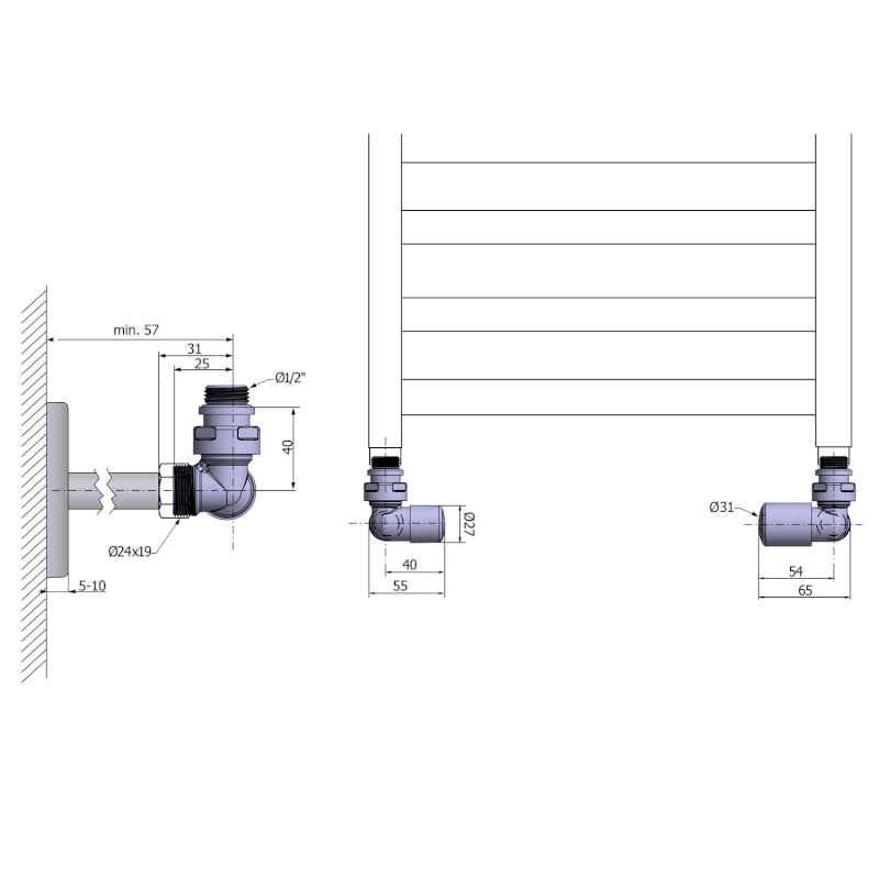 FIRST CORNER připojovací sada ventilů, pravé provedení, chrom CP920S