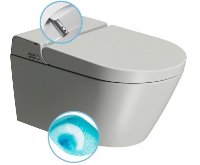 WCLEAN závěsné WC Swirlflush s integrovaným elektronickým bidetem, cenere dual-mat 7418K17