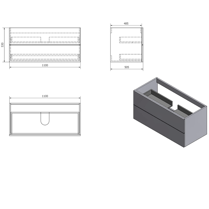 TREOS umyvadlová skříňka 110x53x50,5cm, dub Polar TS110-1010