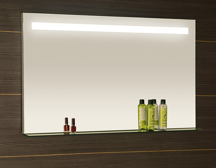 BRETO zrcadlo s LED osvětlením a policí 100x60,8cm BT100
