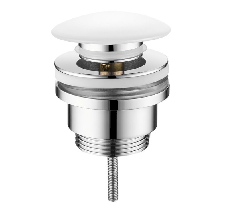 Umyvadlová výpust 5/4“, click-clack, keramická zátka, 10-55mm, keramika bílá CV1002C