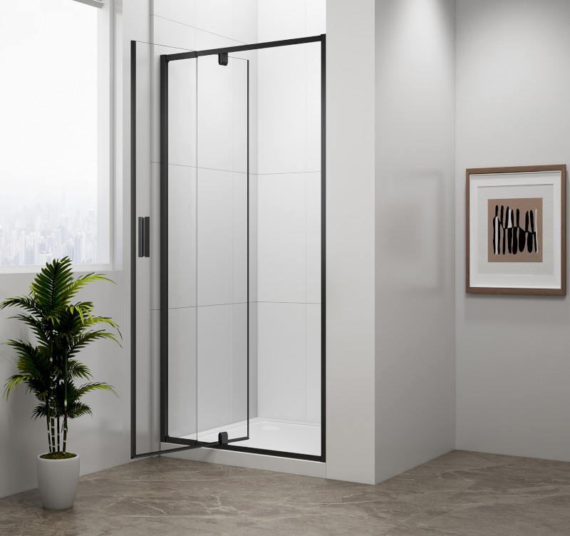 EASY BLACK sprchové dveře otočné 760-900mm, čiré sklo EL1615B