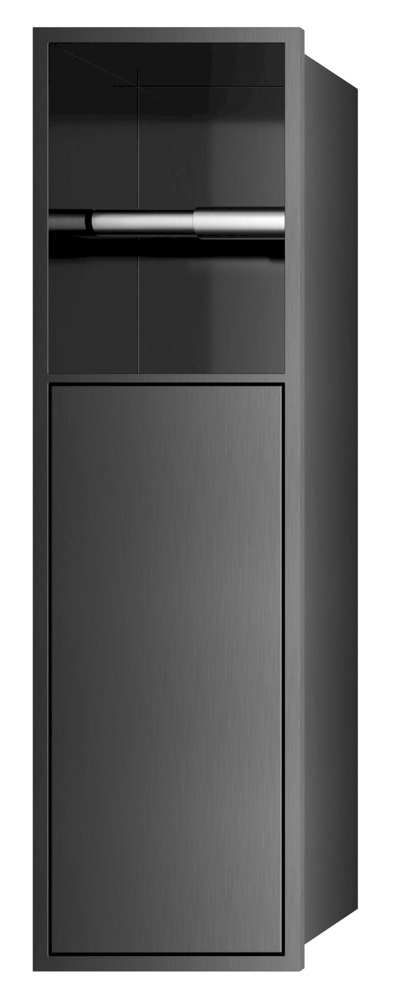 DENBO zapuštěný držák toaletního papíru do obkladu, 600x170 mm, nerez, gun metal 1301-60B