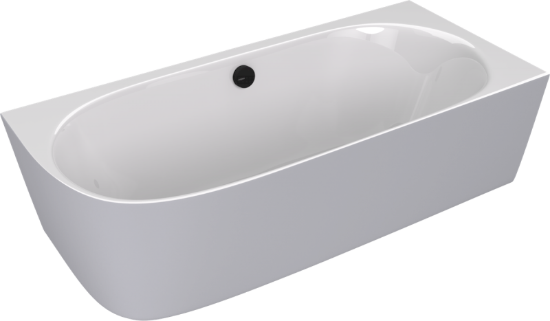 SUSSI R rohová stojící vana litý mramor 160x70x49,5cm, bílá/šedá mat 90191R.32