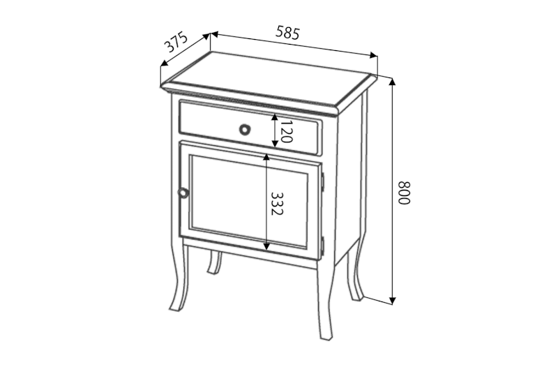 RETRO skříňka 60x80x38cm, starobílá, pravá 1693