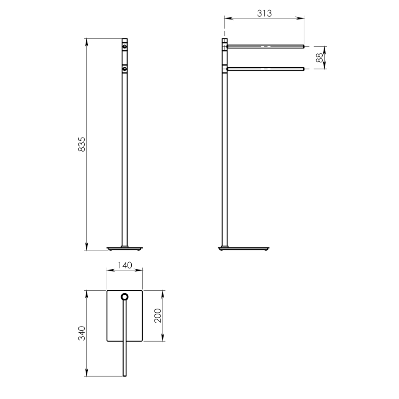 TRILLY stojan na ručníky, hranatý, gun metal TR3181
