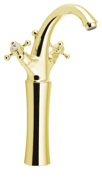 ANTEA stojánková umyvadlová baterie vysoká s výpustí, výška 300mm, zlato 3275L