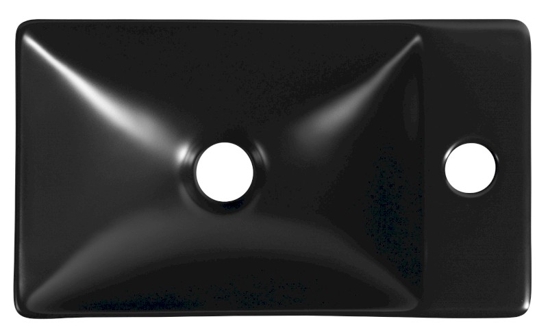 MARGITHA keramické umývátko 38x22cm, otvor pro baterii vpravo, černá mat MGT3822B
