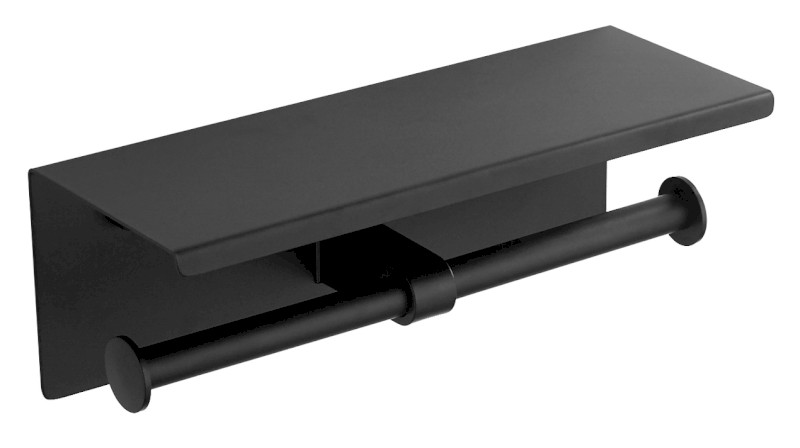 Dvojitý držák toaletního papíru s poličkou 30cm, černá mat UN1196B