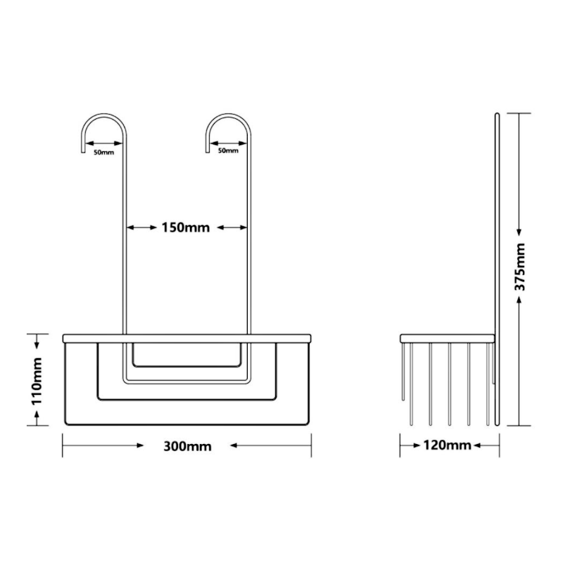 SMART police do sprchy závěsná, na baterii, 300x375x120 mm, gun metal 248981