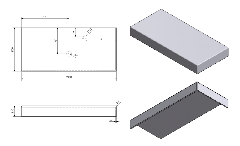 TAILOR rockstone deska 190x50 cm, provedení límce R TR190R