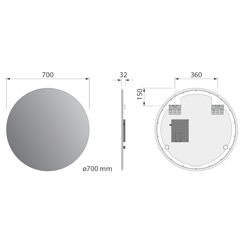VELUR kulaté zrcadlo s LED podsvícením ø 70cm VR070