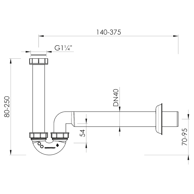 Umyvadlový/bidetový sifon 5/4