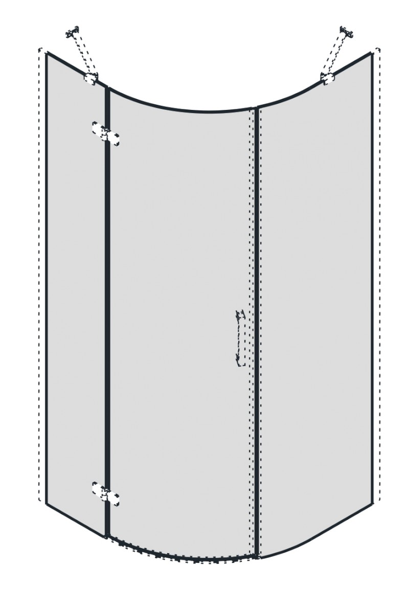 TRINITY skleněné díly čtvrtkruhová zástěna 900x900, sklo mat, levé GT6590ML
