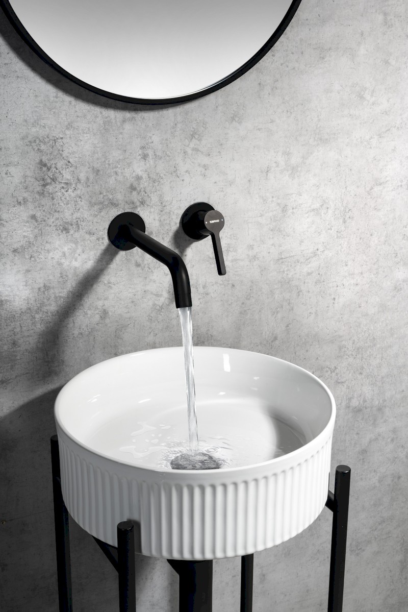 ICONIC podomítková dvouprvková umyvadlová baterie, černá mat AF008B