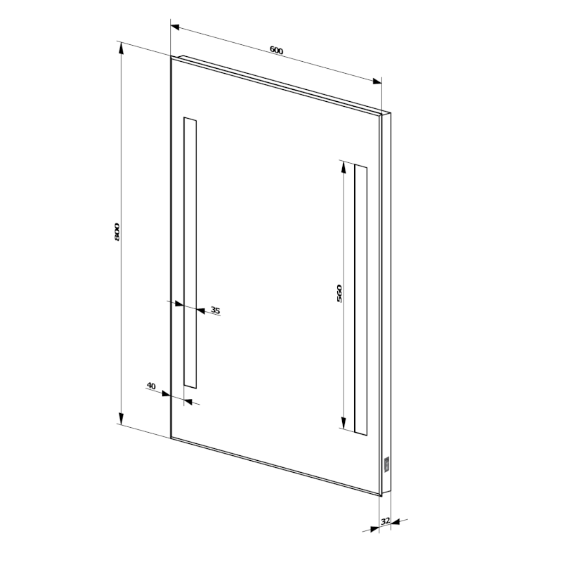 Zrcadlo s LED osvětlením 60x80cm, kolébkový vypínač ATH6