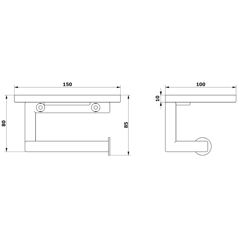 SKA držák toaletního papíru s poličkou, černá mat/dub SKA421