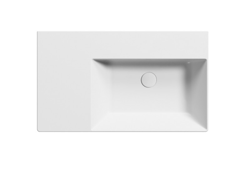KUBE X keramické umyvadlo 80x47cm, s odkládací plochou vlevo, bez otvoru, bílá mat 9457009