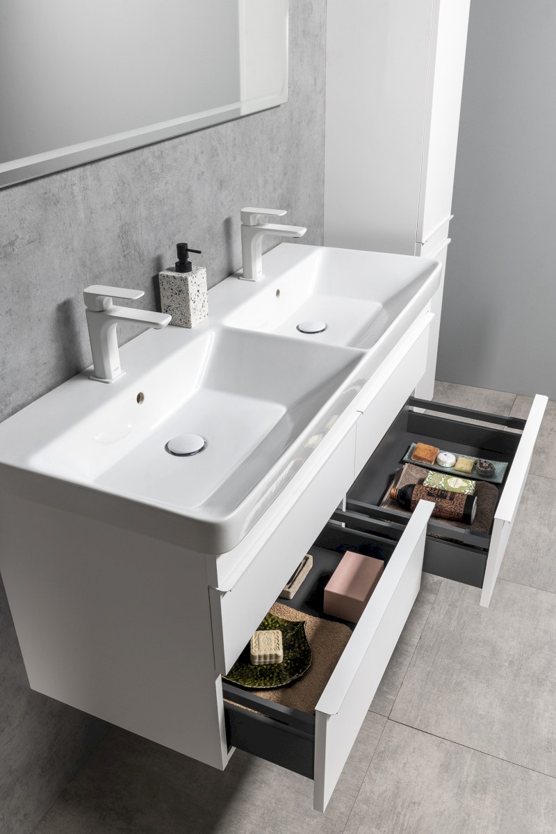 SITIA dvojumyvadlová skříňka 116x50x44,2cm, 4xzásuvka, bílá mat SI120-3131