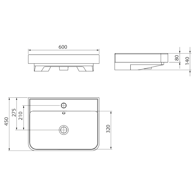 ZEN keramické umyvadlo nábytkové 60x45cm, bílá 3060