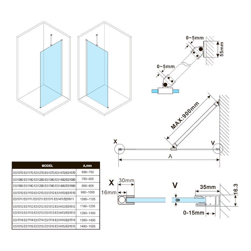 ESCA kouřové matné sklo 1167x2100mm ES1412