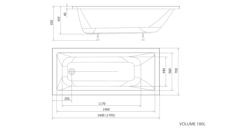 DOUBRAVA obdélníková vana 160x70x42cm, bílá A1670
