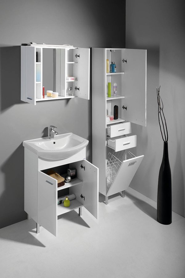 ZOJA/KERAMIA FRESH skříňka vysoká s košem 35x184x29cm, bílá 51230