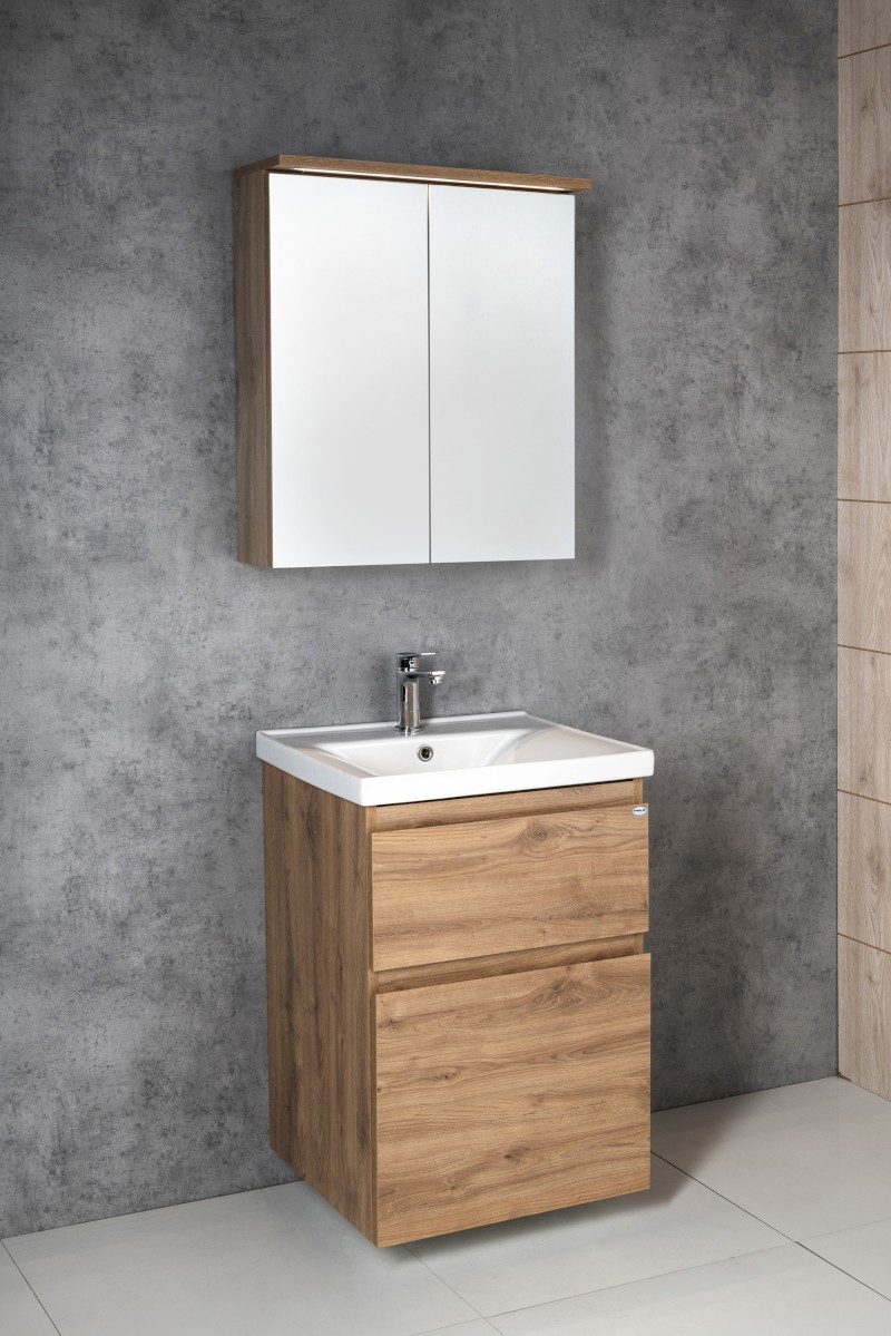 KAWA STRIP galerka s LED osvětlením 60x70x22cm, dub emporio WGL36S