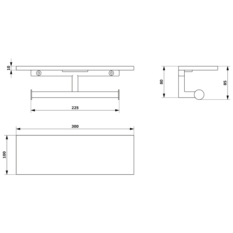 SKA dvojitý držák toaletního papíru s poličkou 30cm, černá mat/dub SKA425