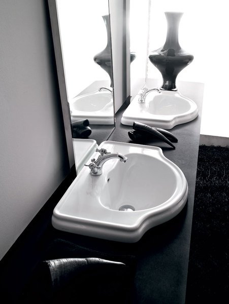 RETRO keramické umyvadlo zápustné, 62x45,5cm, bílá 103001