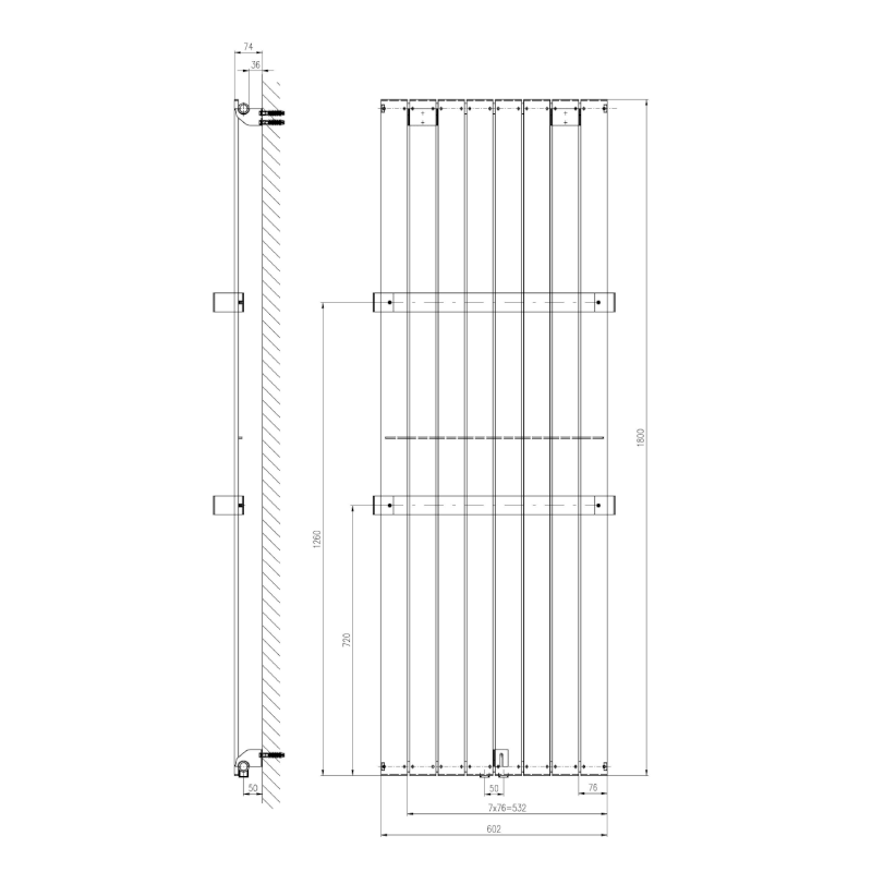 COLONNA otopné těleso 602x1800mm, bílá IR160