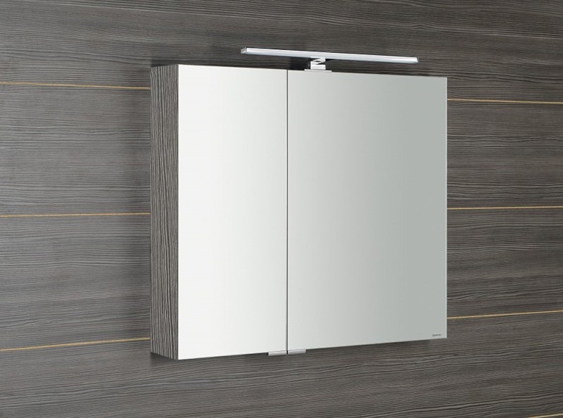 MIRRÓ galerka s LED osvětlením, 80x70x16cm, dub stříbrný MC080-0011