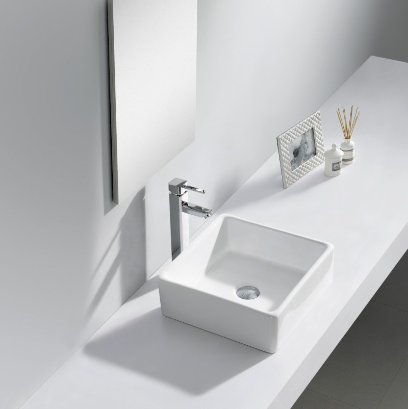 UBEGA keramické umyvadlo na desku 38x38cm, bílá BH7006