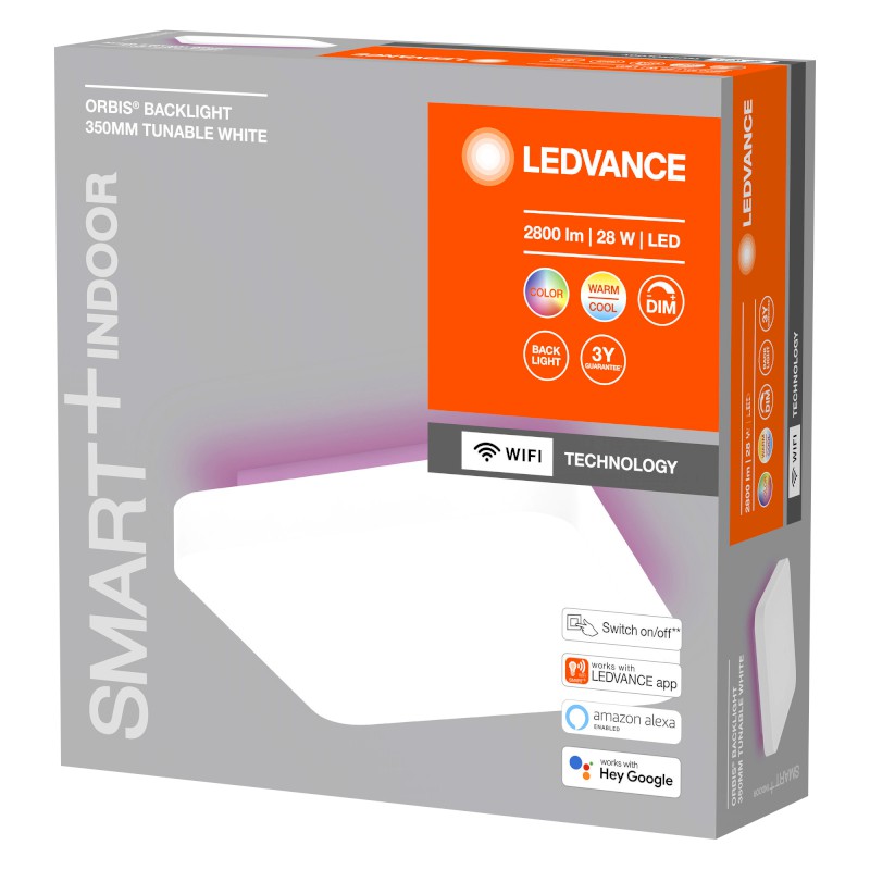 ORBIS BACKLIGHT stropní svítidlo, 350x350mm, WIFI RGB+stmívatelné, 2800lm, 28W, IP20, bílá AC314090055