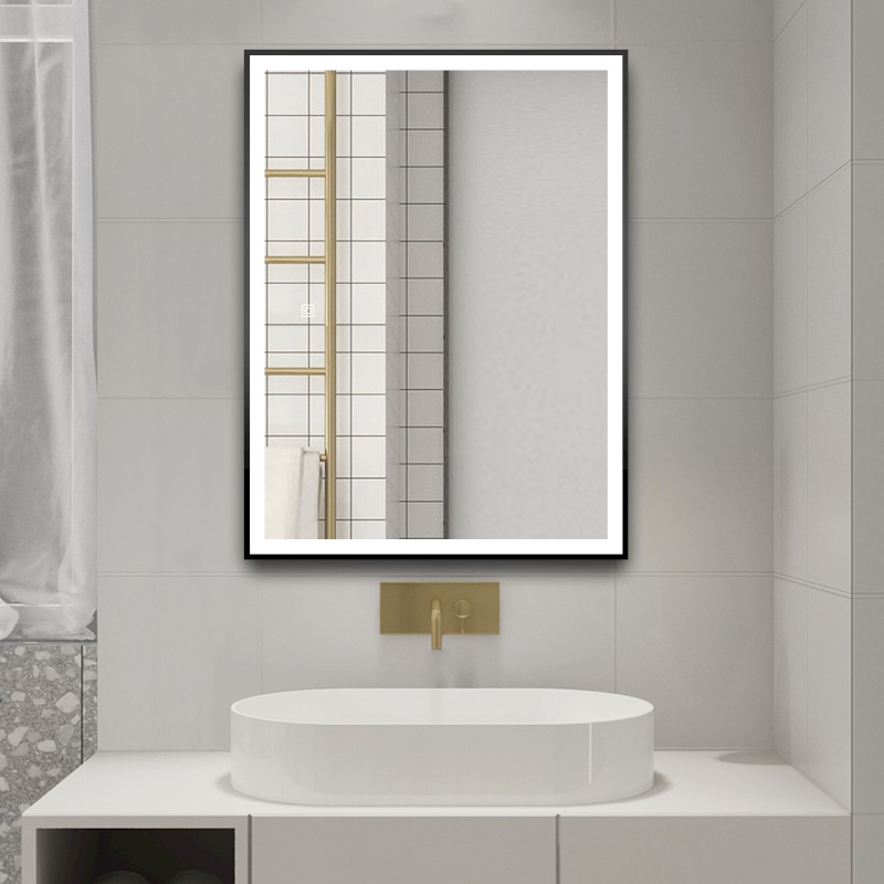 CORNA zrcadlo s LED osvětlením 60x80cm, dotykový senzor, stmívatelné, černá mat CN060