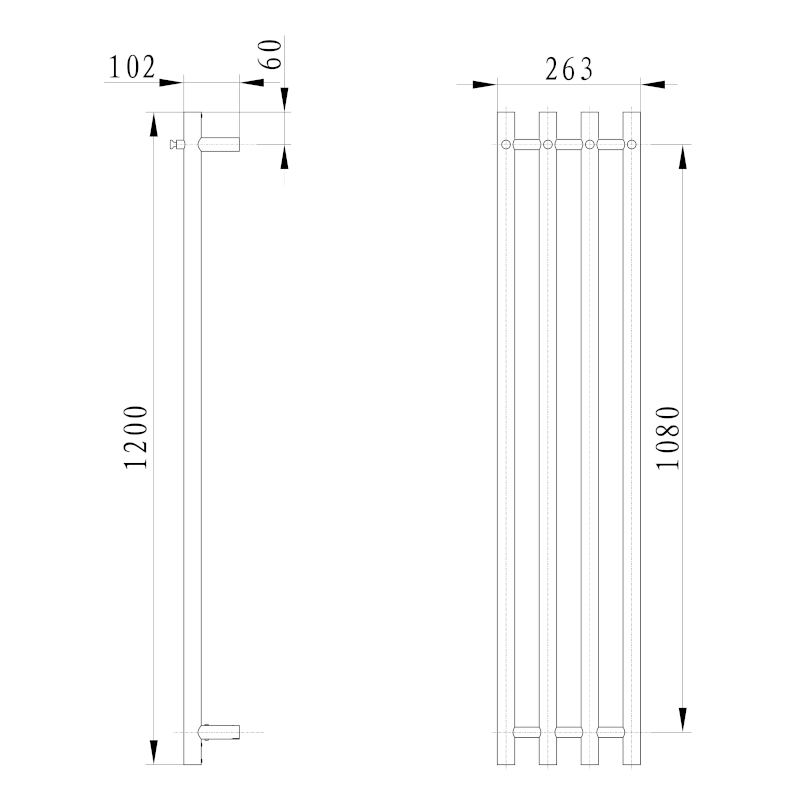 PAPINADO elektrický sušák ručníků 263x1200mm, 85W, chrom ER750