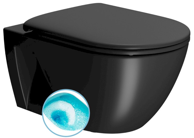 PURA ECO závěsná WC mísa, Swirlflush, 36x55cm, černá dual-mat 880726