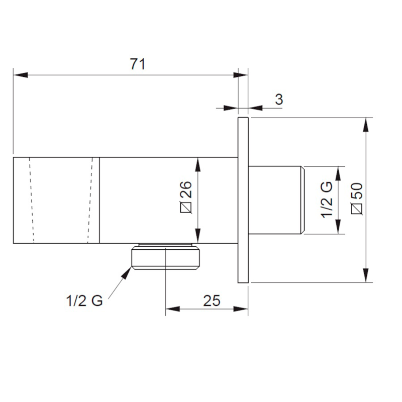 Držák sprchy hranatý, otočný, s vyústěním, chrom SG301